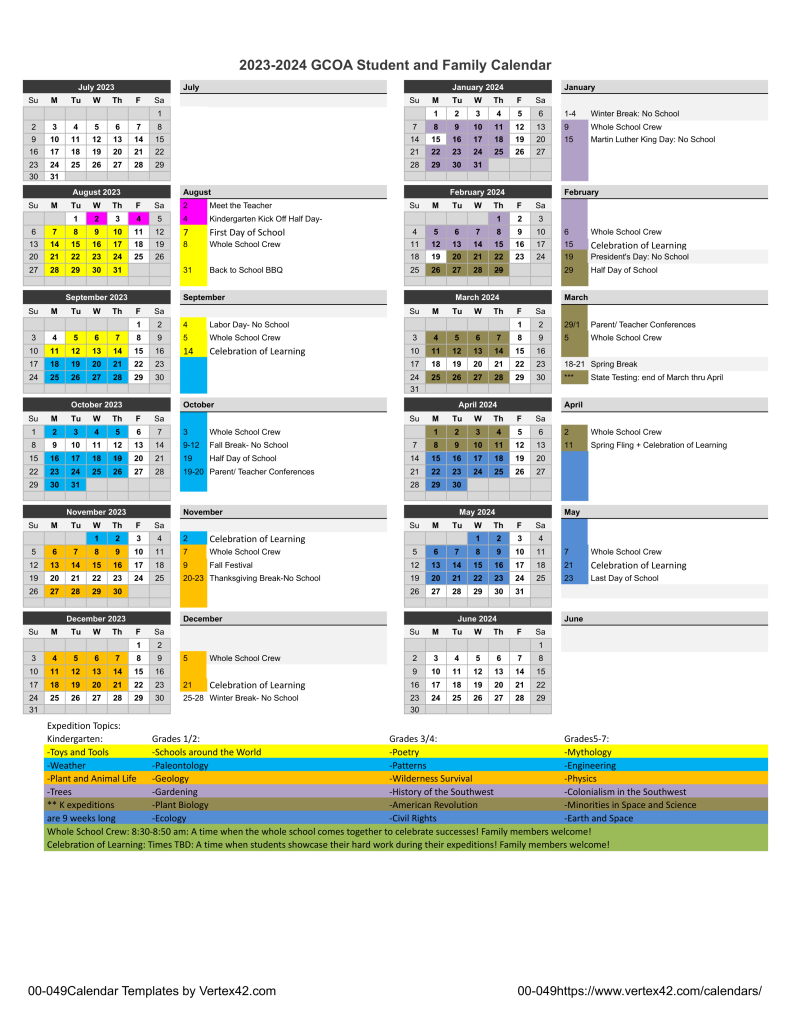 STUDENT 2023-24 school-calendar-GCOA-2023-2024